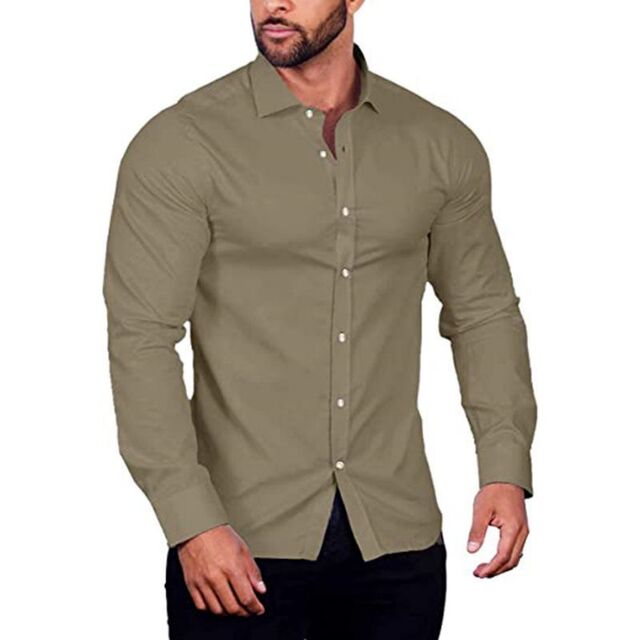 Kemeja Lengan Panjang Pria Laris Manis, Kain Katun 100%, Logo Kustom Diterima, Kemeja Kasual Fashion Warna Solid Multi for sale at factory direct price