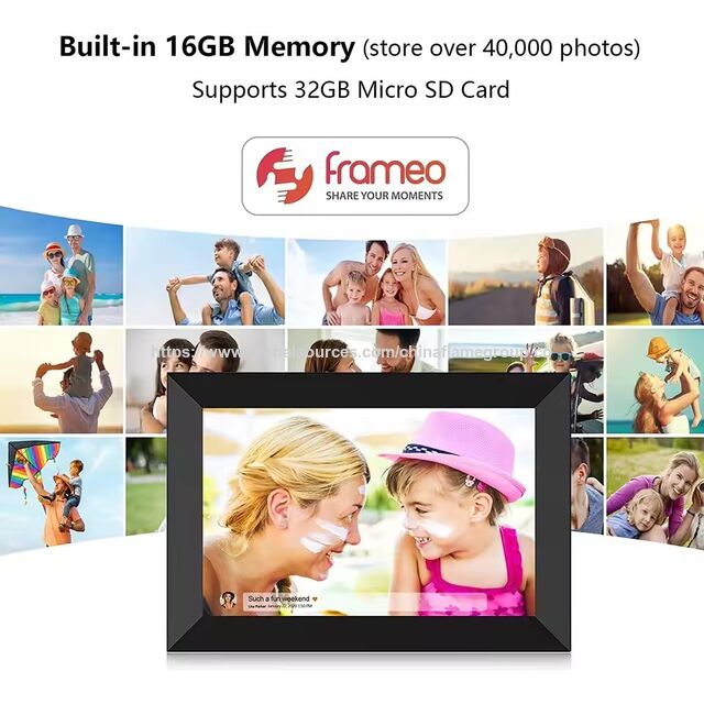 Moldura de Foto Digital Inteligente de 10.1 Polegadas com Tela Sensível ao Toque, WiFi, IPS HD e Armazenamento de 32GB - Compartilhe Fotos Via Frameo