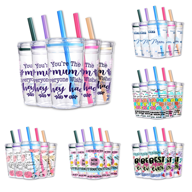 Novidades Copo Transparente Personalizado com Logo e Padrão Exclusivo, Antivazamento, Bonito, Plástico de 16 oz para Bebidas Geladas com Canudo for sale at factory direct price