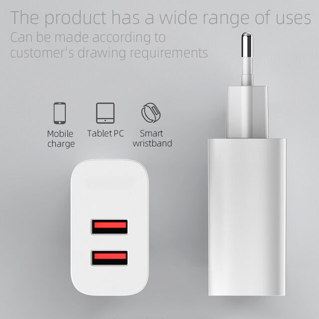 Cargador de pared para móvil de 20W, material PC, enchufe europeo, doble USB, cargador de carga rápida for sale at factory direct price