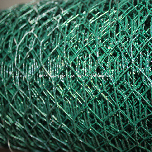 شبكة سلكية سداسية مطلية باللون الأخضر من بلاستيك PVC Q195 لسياج الدجاج