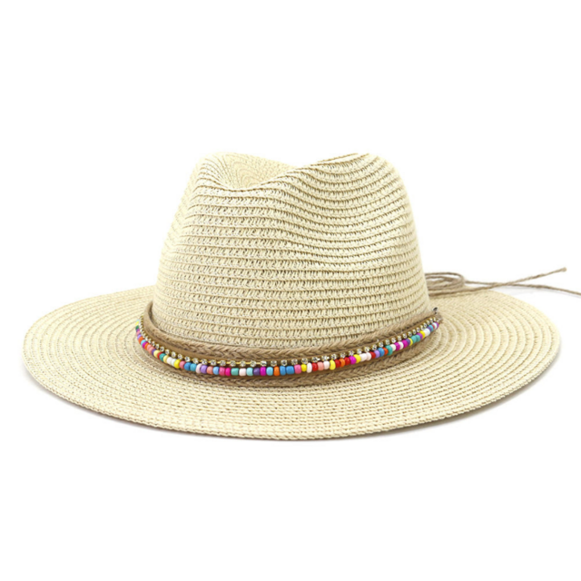 Unisex Summer Beach Sun Straw Hat Wide Brim Paper Panama Hat  display picture 1