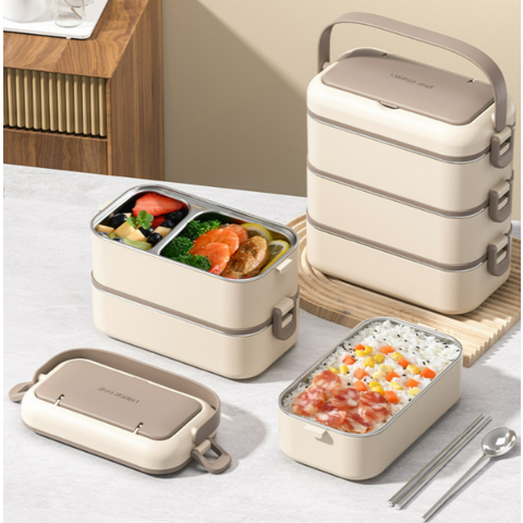 Doppellagige Lunchbox aus Edelstahl 304, mikrowellengeeignet, auslaufsicher und warmhaltend