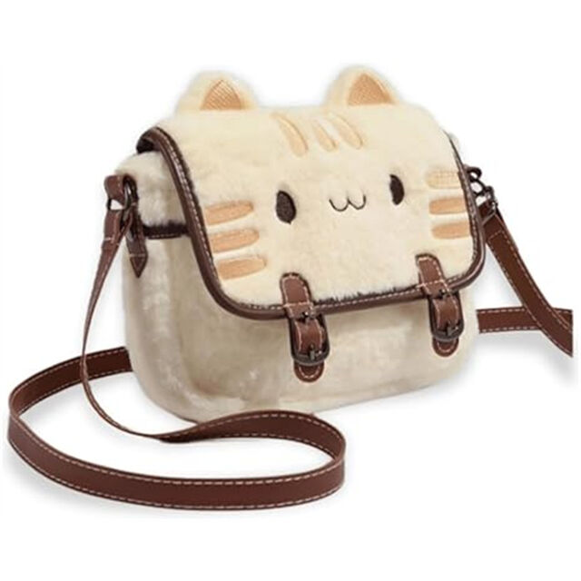 Mini Umhängetasche aus Plüsch in Katzenform für Damen, Weiche Verstellbare Schulterhandtasche für Katzenliebhaber, Neuartiges Geschenk für Feiertage