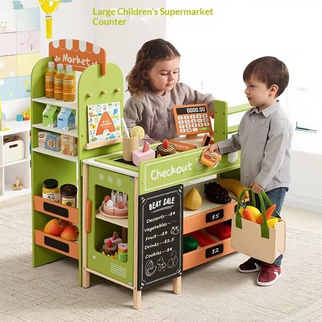 Nuevo Mostrador de Caja Registradora de Madera para Niños - Juguete de Juego de Roles for sale at factory direct price