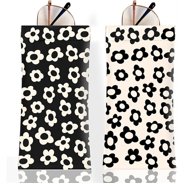 2 Piezas Estuche para Gafas de Sol y Gafas de Cuero PU Suave con Paño de Limpieza, Linda Bolsa para Gafas para Hombres y Mujeres