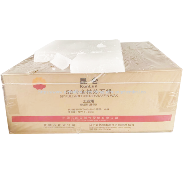 Fourniture d'usine Cire de Paraffine Semi-Raffinage KUNLUN 58/60 pour la Fabrication de Bougies
