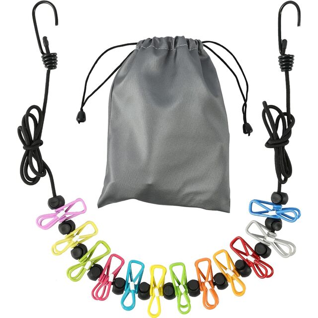 Varal Portátil Retrátil para Viagem, Varal com 12 Pregadores de Roupa, para Secagem de Roupas Interna, Acampamento ao Ar Livre