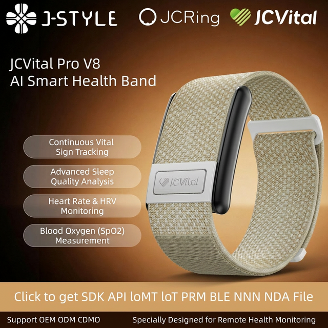 JCVital V8 Patentierte Smart Health Armband - OEM ODM Smart Armband Lieferant mit SpO2 Herzfrequenzmonitor