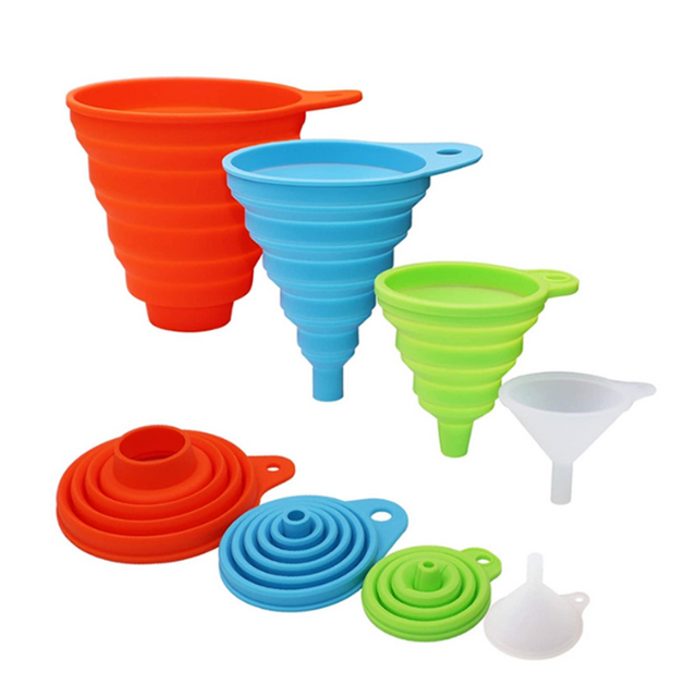 Embudo de silicona plegable para cocina, apto para alimentos, para vino, aceite y líquidos