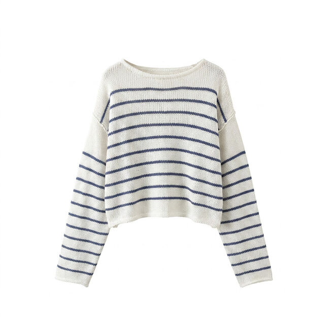 Pull à rayures pour femme avec encolure bateau et manches longues, pull à enfiler pour un usage quotidien, OEM/ODM