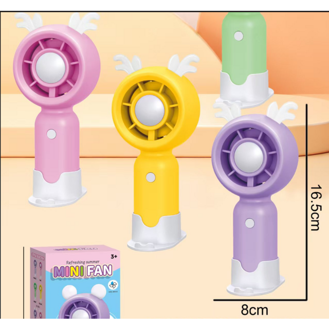 Mini Ventilateur Turbo Portable Mignon avec Décoration de Bois de Cerf, Ventilateur de Refroidissement de Poche Rechargeable avec Base Support pour Enfants en Été en Plein Air