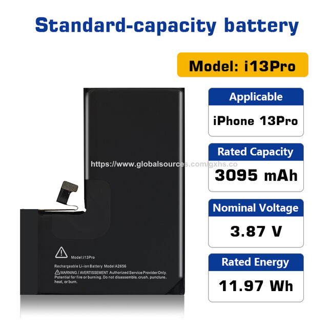 GXHS OEM Premium Reine Kobalt Hochwertiger Nachrüstakku für iPhone 13 Pro, Ideal für Reparaturwerkstätten, Großhändler & Marken