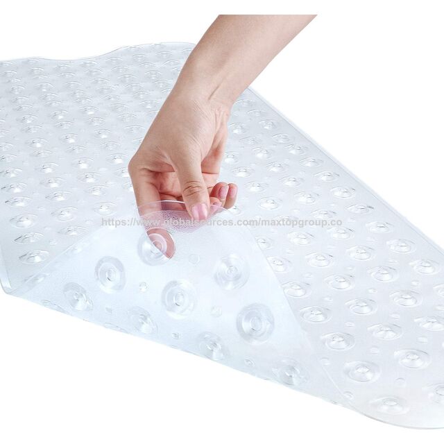 Tapis de Bain en Vinyle Extra Large, Anti-Odeur, Antidérapant, avec 200 Ventouses, Massage Galet, Lavable en Machine, pour Salle de Bain, Spa, Gymnase à Domicile - Sécurité