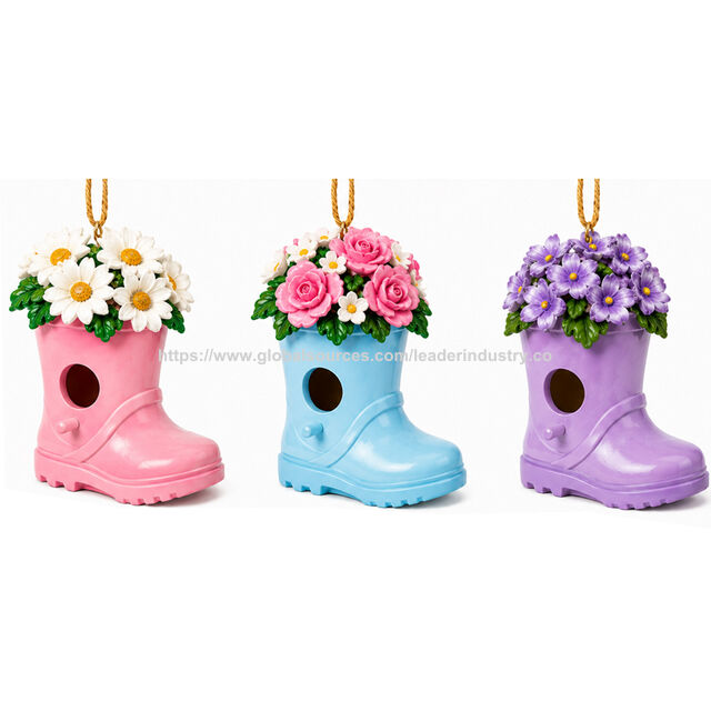 Factory Price Resin Rain Boot Birdhouse Decorative Outdoor Bird