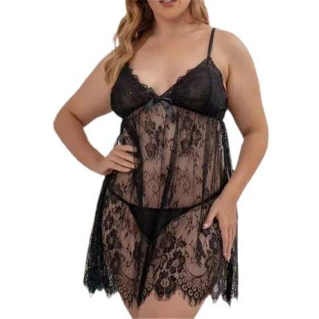 Camisola de renda plus size feminina com decote V profundo for sale at factory direct price