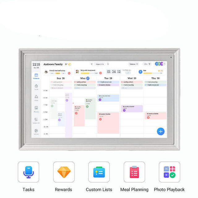 Calendrier Mural Numérique à Écran Tactile pour Planificateur d'Emploi du Temps Domestique