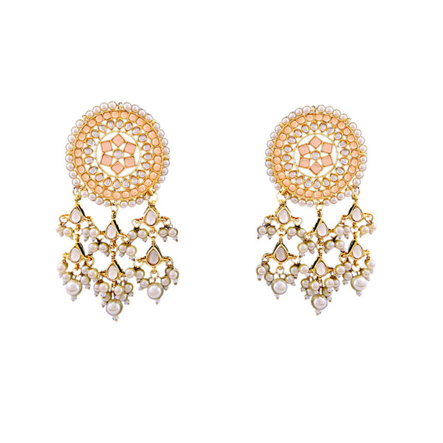 Boucles d'oreilles pendantes lustre ethnique cristal plaqué or