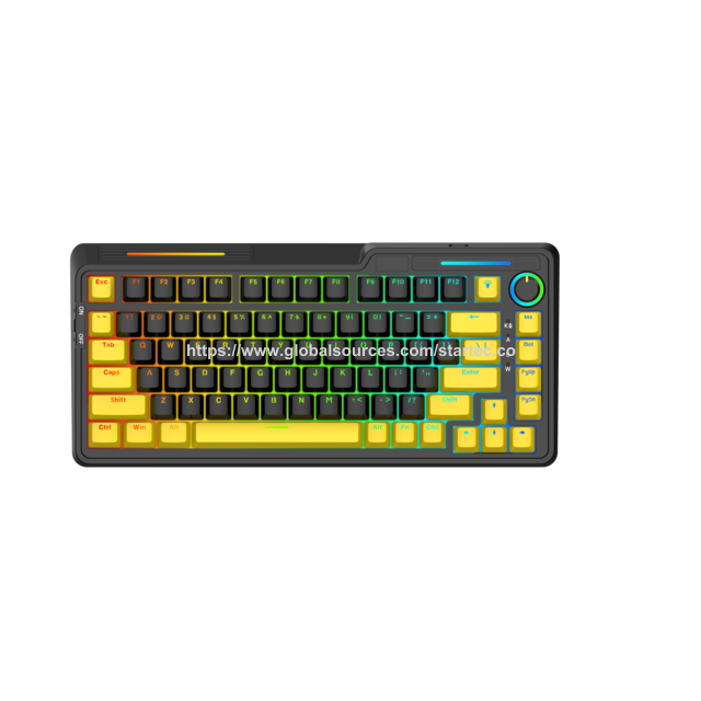 Wholesale 82 Keys Triple Mode Mechanical Keyboard, Double-shot Layout Aluminum Housing 5-Layer Foam Silent Typing Keyboard for sale at factory direct price