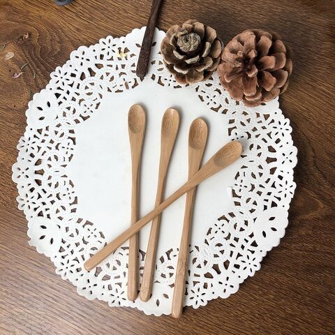 Großhandel lange Holzkochlöffel mit Stiel für Kaffee, wiederverwendbarer Rührlöffel aus Holz