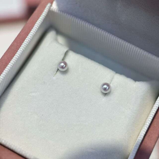925 Sterling Silber Perfekte Runde Aurora Natürliche 3-3,5 mm Akoya Perlen Ohrstecker for sale at factory direct price