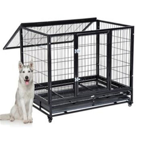 Jaula Metálica Reforzada para Perros de 36, 42, 48 Pulgadas con Puerta Única, Extraíble y con Ruedas for sale at factory direct price