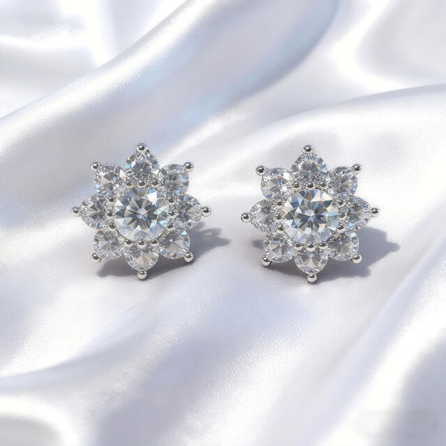 Sonnenblumen-Bling-Ohrstecker aus Sterlingsilber mit Moissanit for sale at factory direct price