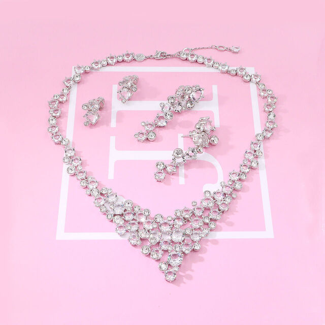 Ensemble de Bijoux de Mariée Argentés en Forme de V