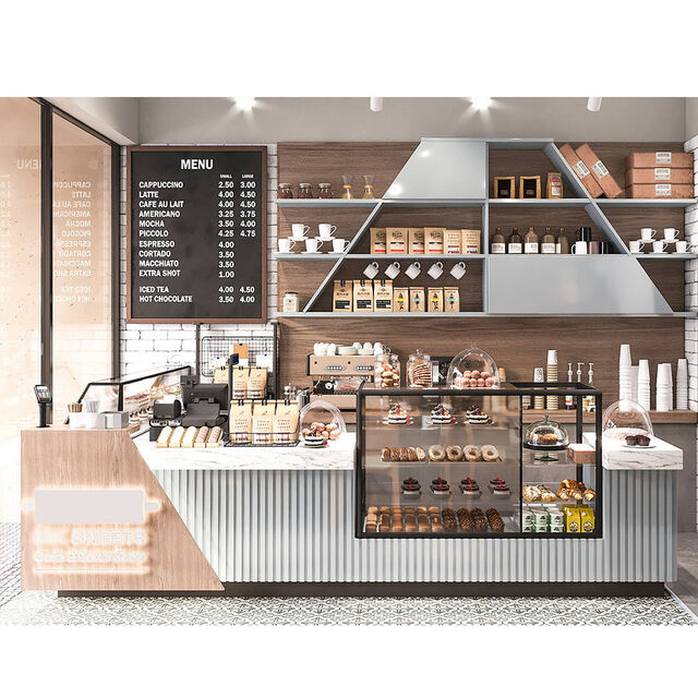 Mobiliário de Balcão de Bar de Cafeteria Comercial em Madeira para Venda for sale at factory direct price