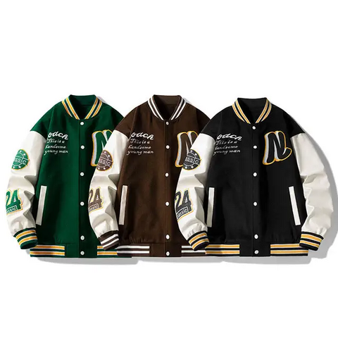 Veste universitaire de baseball en gros personnalisée pour hommes, vestes d'hiver d'extérieur