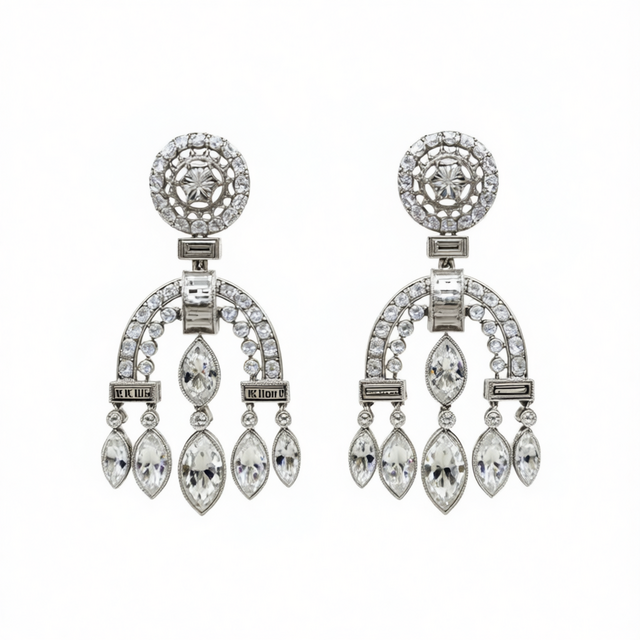 Geometric Marquise Crystal Chandelier Wedding Earrings for sale at factory direct price