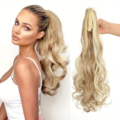 وصلات شعر مموجة بالبوصة، وصلة ذيل حصان بشريط سحب مجعد for sale at factory direct price