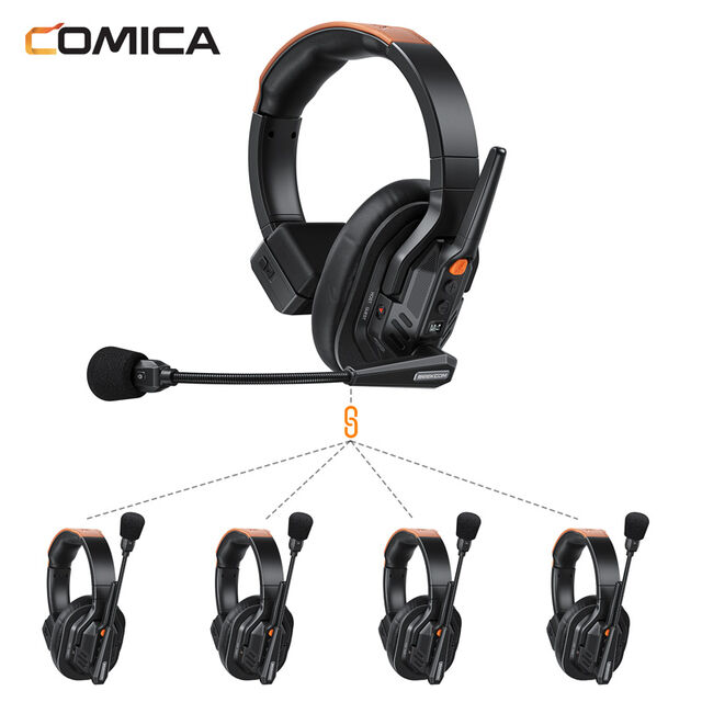 Sistema de Headset Intercomunicador Sem Fio COMICA Seekcom S1 (Conjunto de 5) (Ver. 2.4G)
