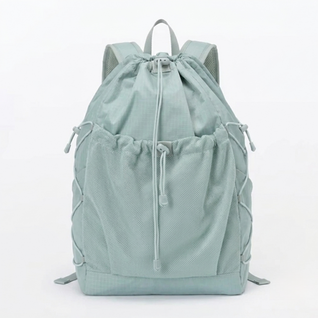 ✨新品タグ付き✨Drawstring Chain Backpack Mint Source Light Mint Ripstop Nylon Drawstring Backpack, Breathable
