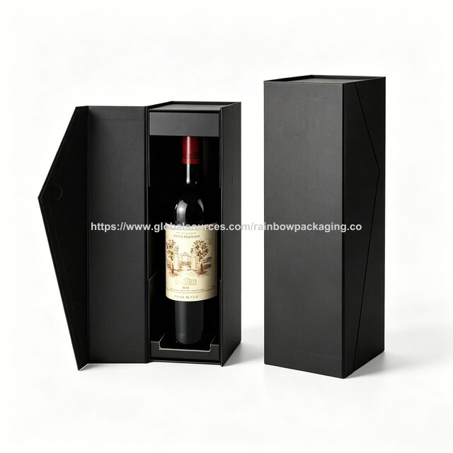 Boîte à Vin Rouge Créative avec Couvercle Latéral Magnétique, Éponge, Pelliculage Mat, Boîte Cadeau en Carton Écologique pour Vins