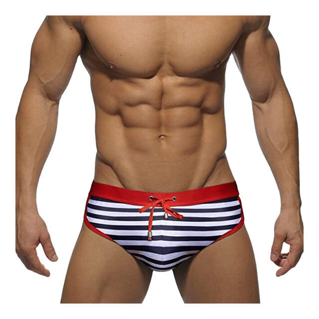 Herren Badeshorts mit Streifen und Kordelzug für den Strand