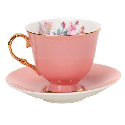 Tasse à café de haute qualité avec bord doré, tasses à thé et soucoupes en céramique émaillée colorée