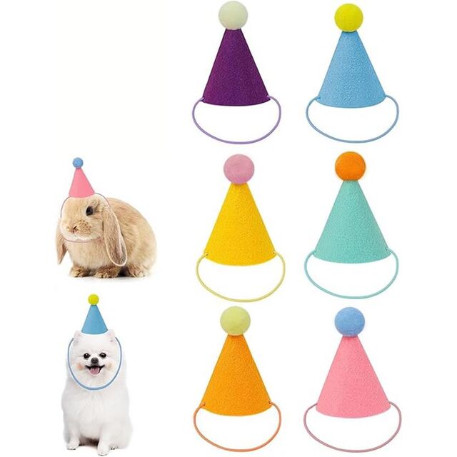 Mini Chapéus de Festa de Aniversário para Animais de Estimação, Chapéus de Cone Sortidos para Cães, Gatos, Coelhos e Bichos de Pelúcia, Conjunto de Presente para Festa for sale at factory direct price