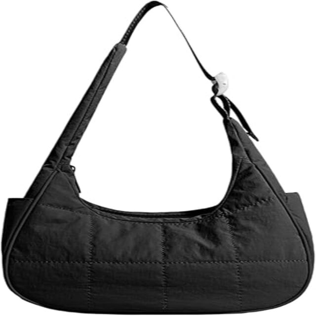 Bolso Pequeño de Hombro Media Luna para Mujer, Bolso Acolchado de Nailon Estilo Puffer, Lindo Bolso con Correa Ajustable, Bolso Casual de Moda, Bolso Suave