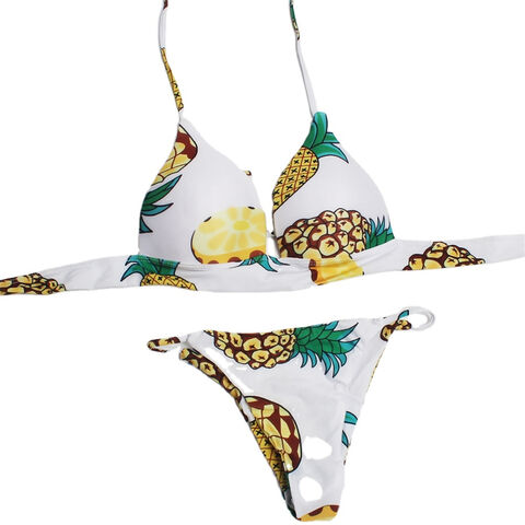 OEM welcome Young teen hot sexy school girl Floral print bikini pineapple leaves Swimwear for sale at factory direct price