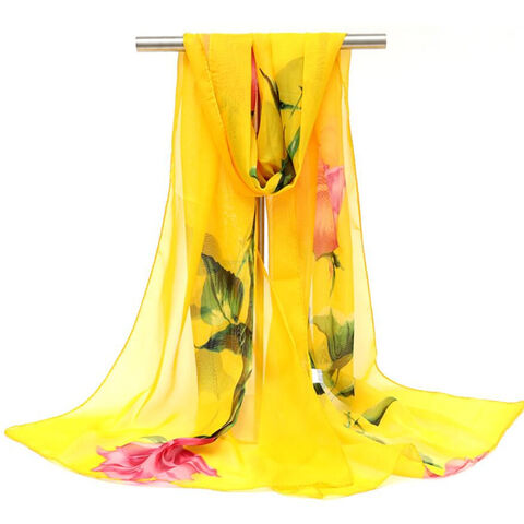 Großhandel neue lange Chiffon bedruckte dünne Seidenschals