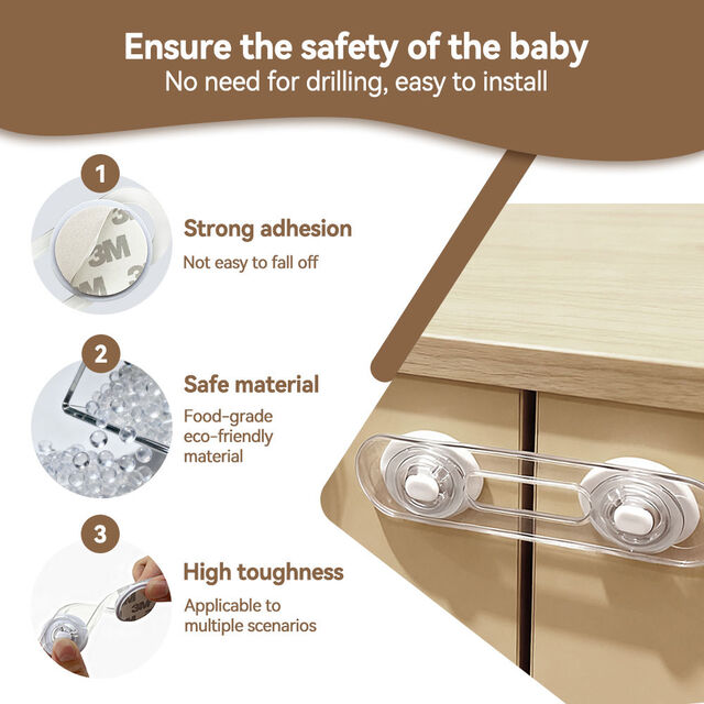 Sicherheits-Klebeverschlüsse für Baby-Schubladen und Schränke