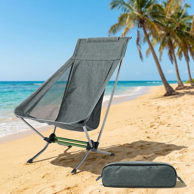 Sillas de Camping y Playa Plegables de Aluminio con Doble Tubo y Asiento Bajo Tipo Luna