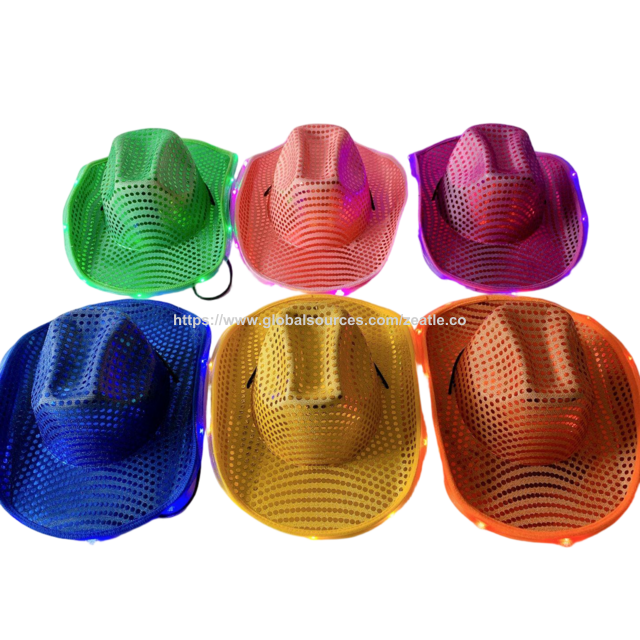 Chapeau de Cowboy Lumineux Vente en Gros - Chapeau de Cowgirl Scintillant à Paillettes
