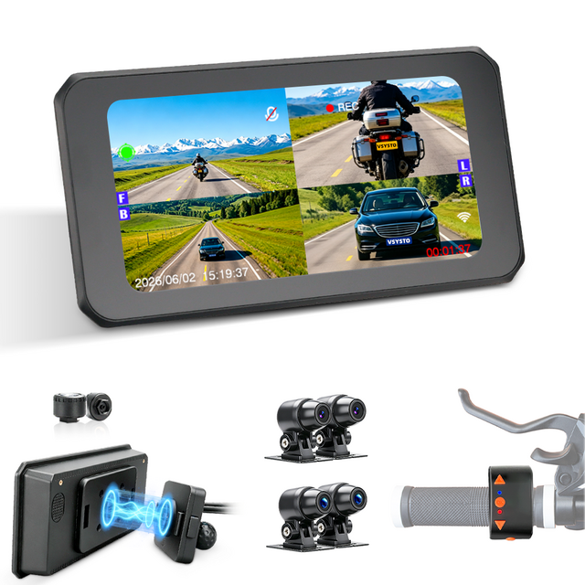 DVR para Motocicleta 2026 Inovador Ultra-Claro de 4 Canais 1080P com Lente Dual-Focal, CarPlay, IP68, Suporta Suporte de Liberação Rápida Antifurto for sale at factory direct price