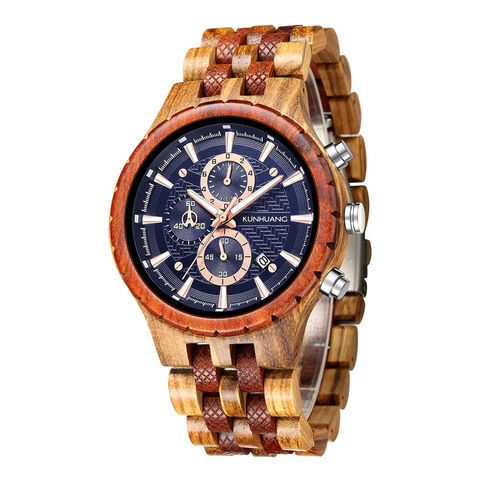 Multifunktionale Quarzuhr aus Holz, Anpassbar for sale at factory direct price