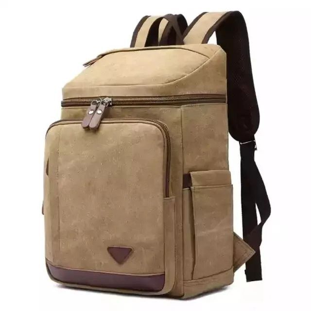 Vintage Leder Canvas Rucksack Große Modische Schultasche für Studenten