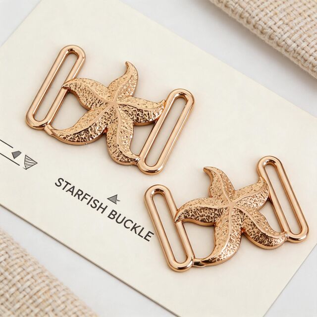 Fivela Decorativa Personalizada de Metal em Forma de Estrela do Mar para Acessórios de Lingerie Feminina
