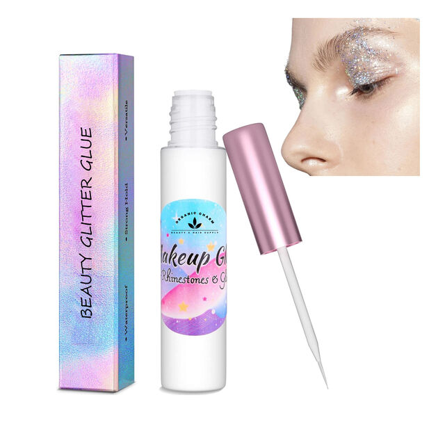 Pegamento de Purpurina Impermeable para Joyas Faciales y Corporales con Pedrería - Adhesivo para Maquillaje de Ojos
