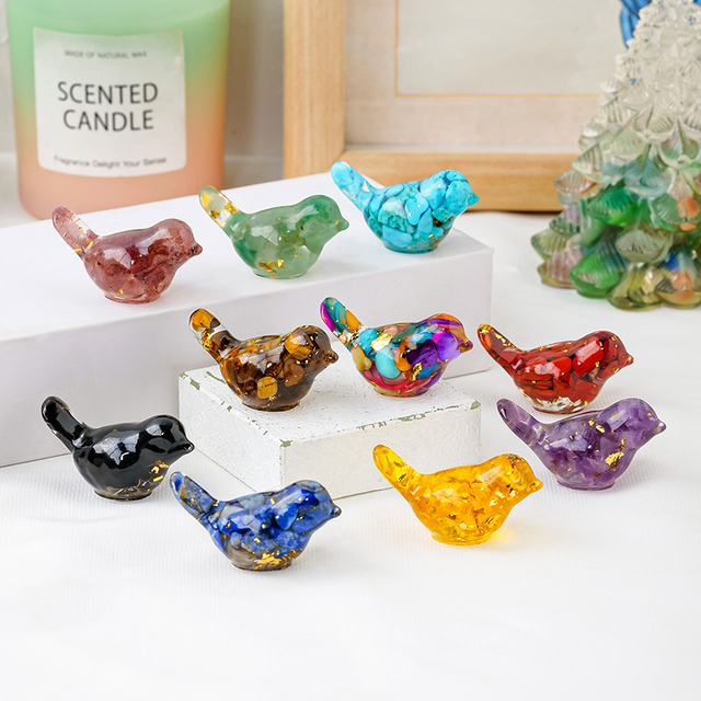 Figurin Burung Resin Kristal Alami 7.5x6CM, Batu Penyembuhan, Ornamen Desktop, Dekorasi Rumah Mobil, Hadiah for sale at factory direct price